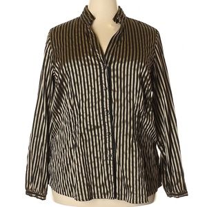 Alfani Black & Gold Striped Long Sleeve Blouse 22W